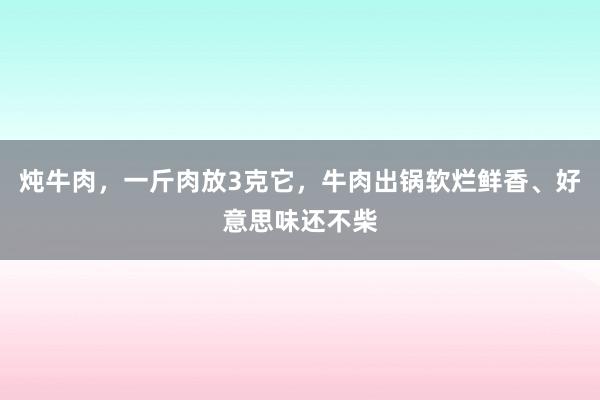 炖牛肉，一斤肉放3克它，牛肉出锅软烂鲜香、好意思味还不柴